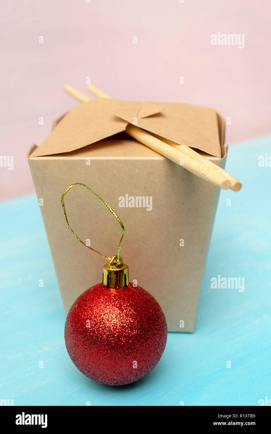 Chiusura carta WOK di scatole di imballaggio. Per Asian fast foods. Foto Stock