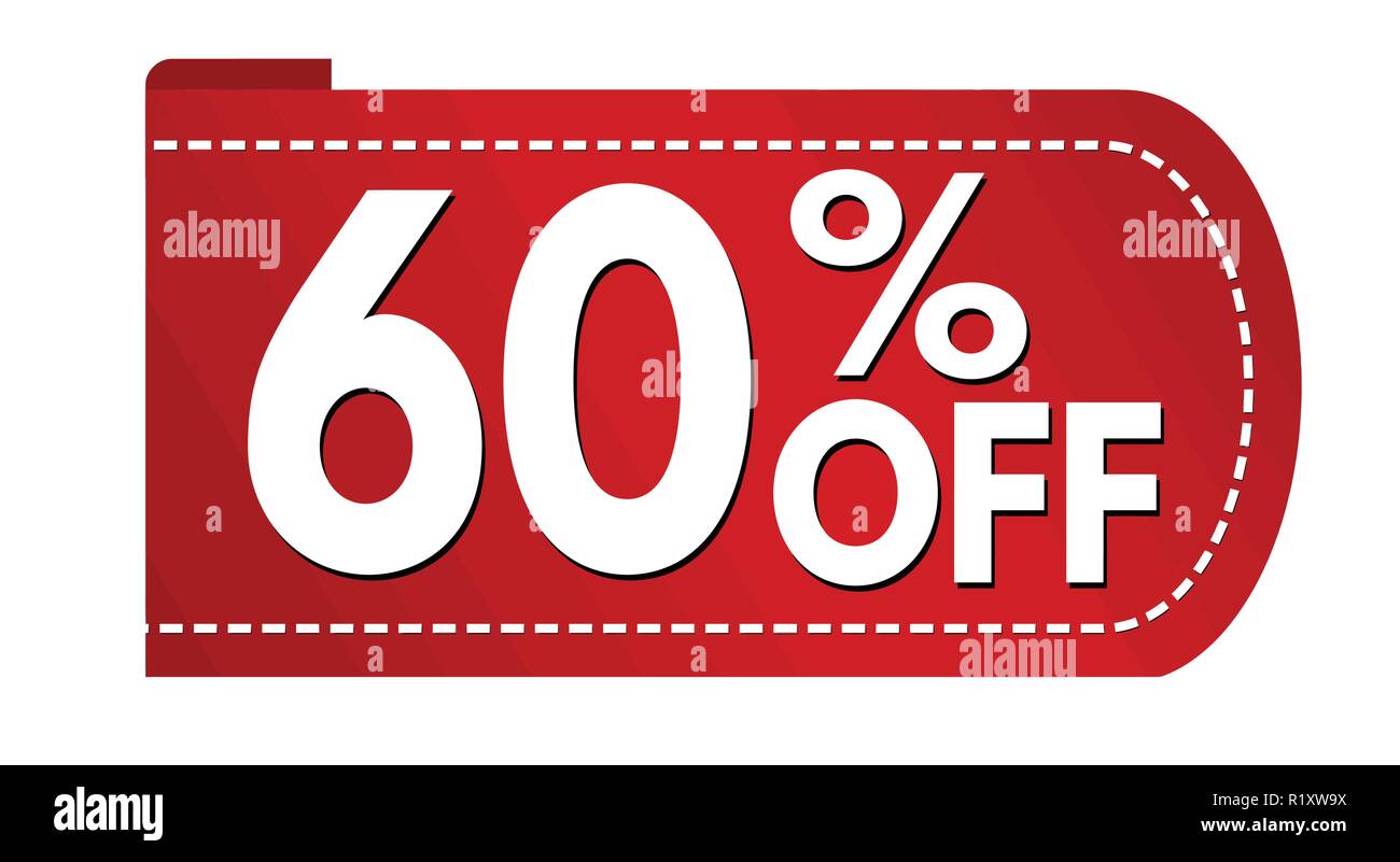 Offerta Speciale 60% off design banner su sfondo bianco, illustrazione vettoriale Illustrazione Vettoriale