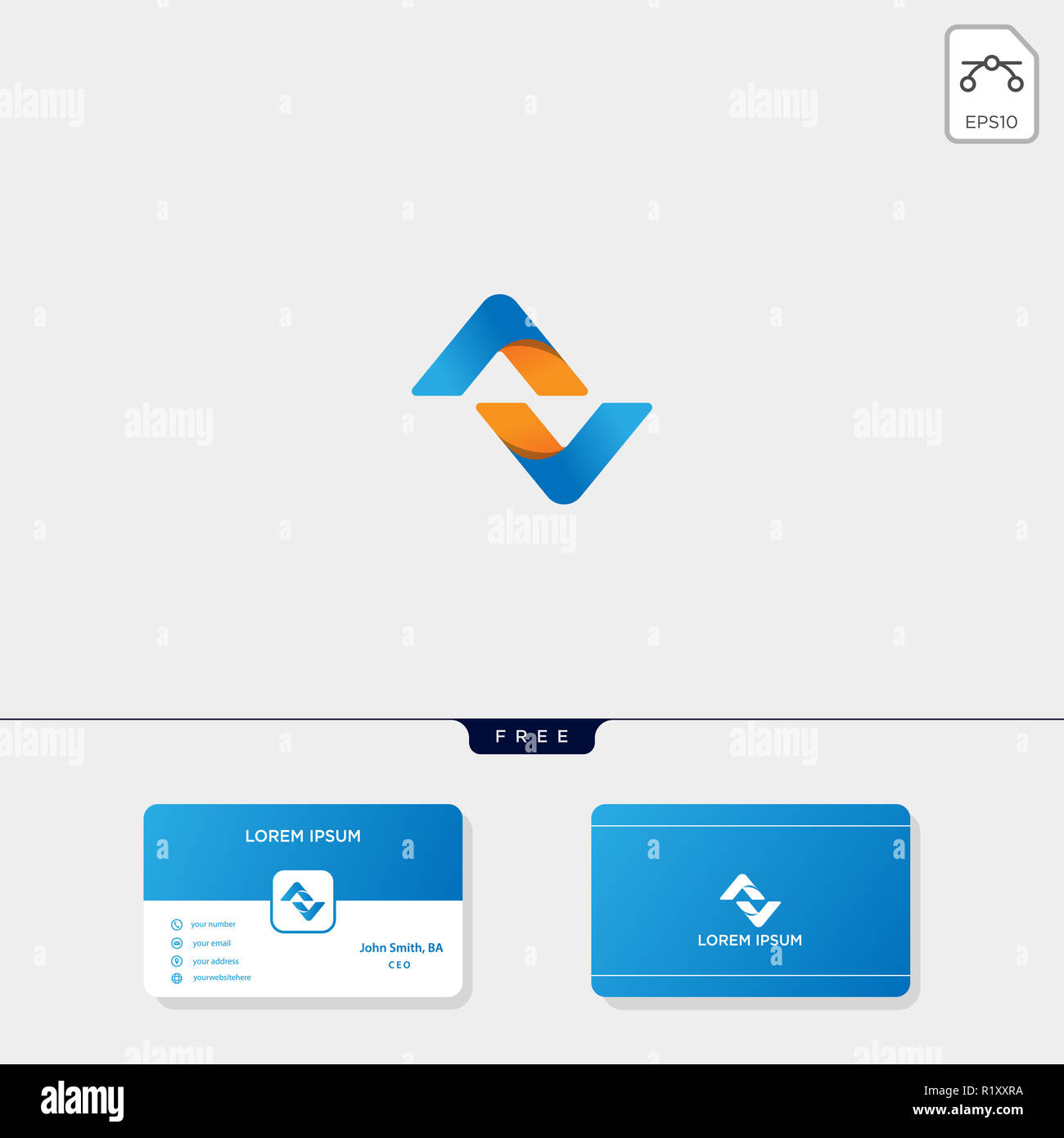 AV iniziale A, N o modello del logo aziendale per illustrazione vettoriale, business card template design includono Foto Stock