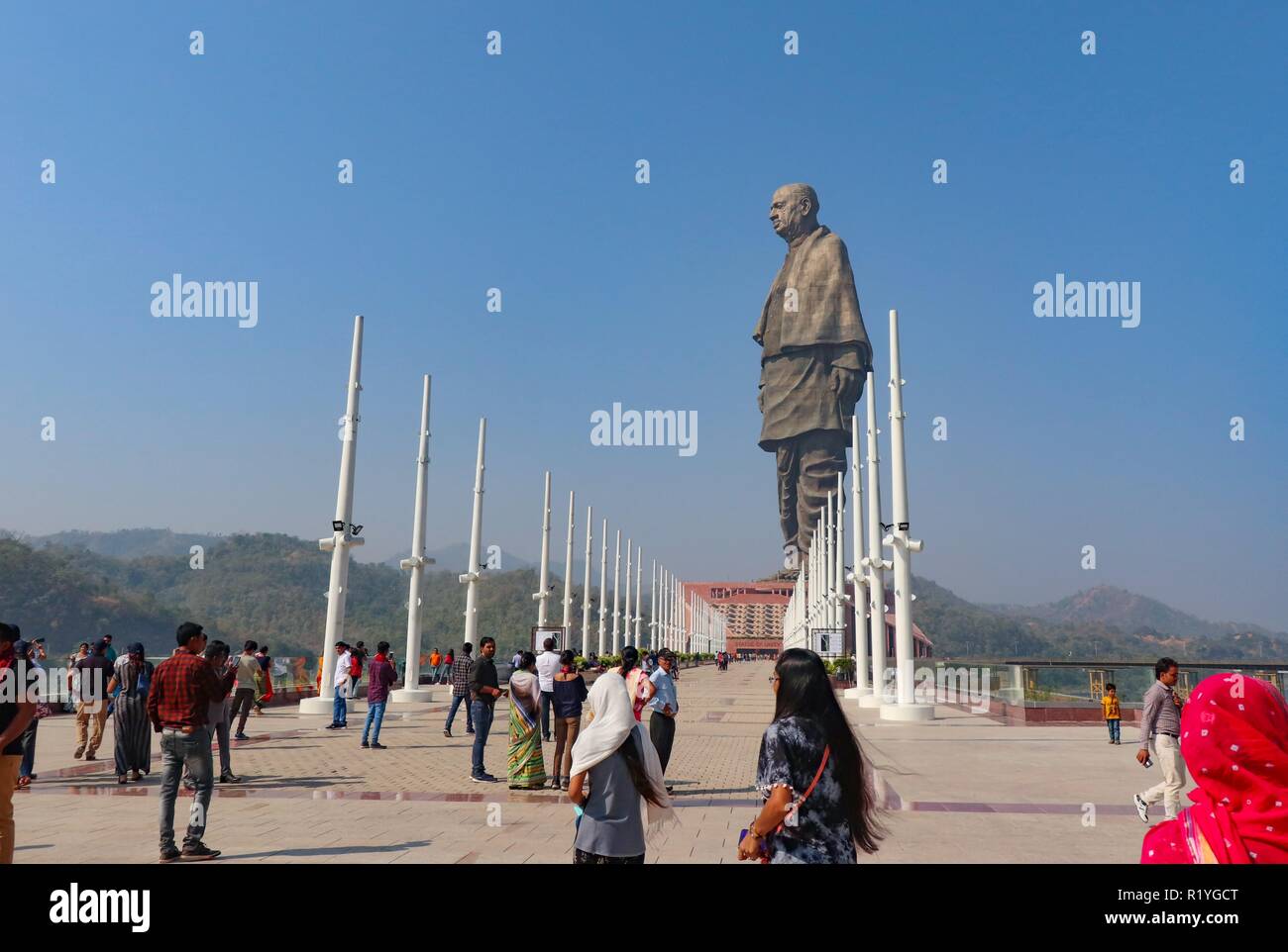 Le più alte del mondo statua, 'Statue di unità',ad una altezza di 182 metri dello Sri Sardar Vallabhai Patel si trova nei pressi di Vadodara,Gujarat/India Foto Stock