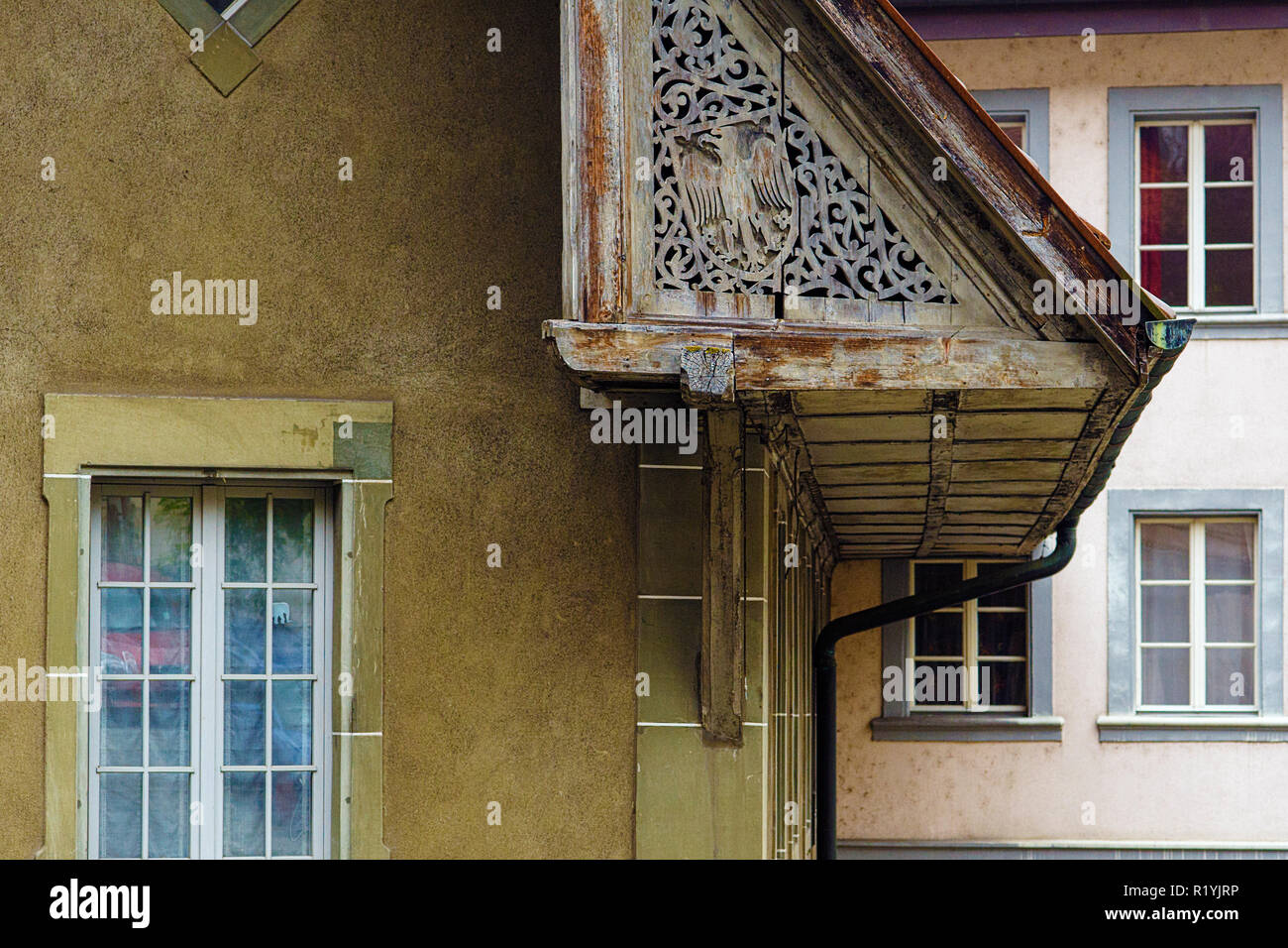 Fribourg, Svizzera : i dettagli della casa, nel quartiere di l'Auge Foto Stock