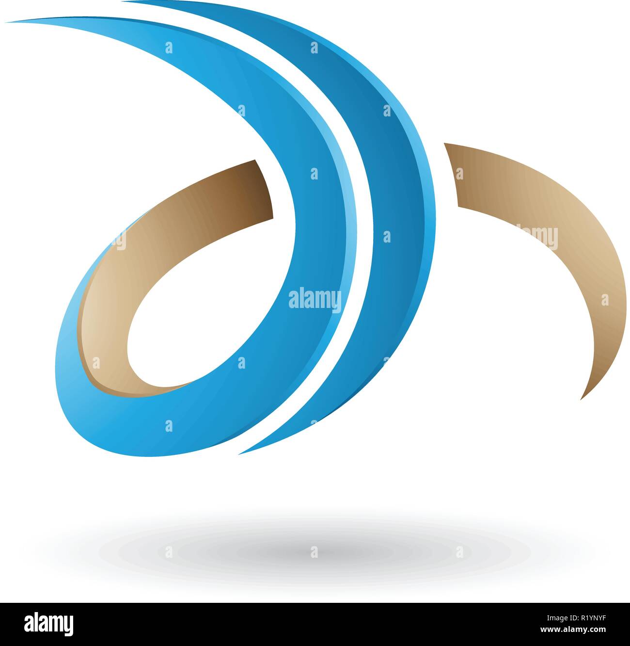 Illustrazione Vettoriale di blu e beige 3d Curly lettera D e H isolato su uno sfondo bianco Illustrazione Vettoriale