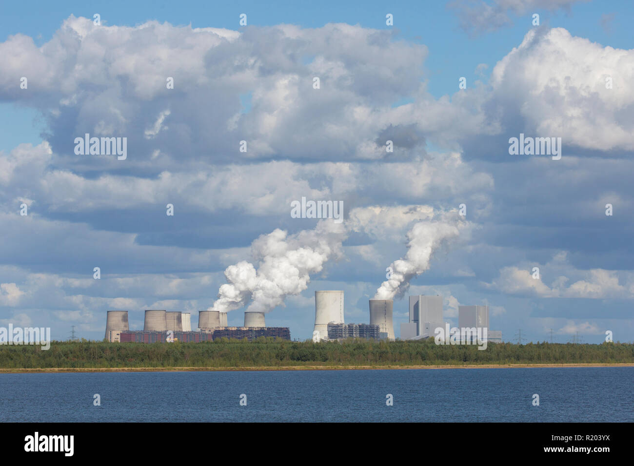 Boxberg alimentato a lignite power plant. In Sassonia, Germania Foto Stock