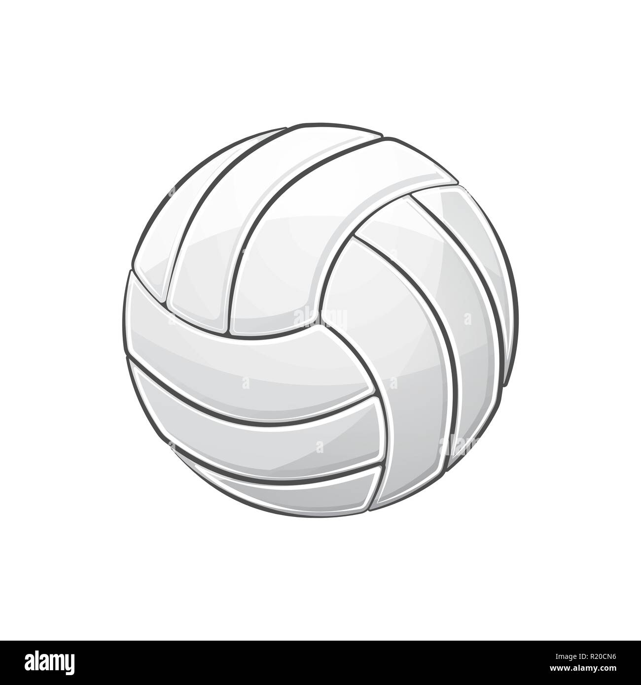 Pallavolo bianco oggetto profilo isolato su sfondo bianco Illustrazione Vettoriale