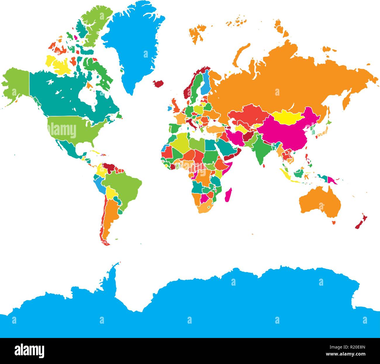 Colorata mappa del mondo. Illustrazione Vettoriale per quardic formati. Illustrazione Vettoriale