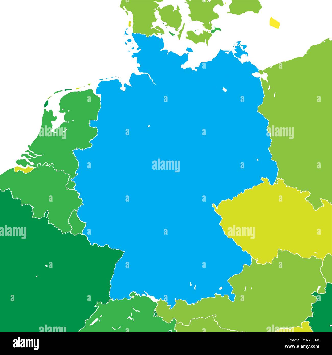 Colorata mappa della Germania. Illustrazione Vettoriale modello per l'arte al muro e la commercializzazione in formato quadrato. Illustrazione Vettoriale