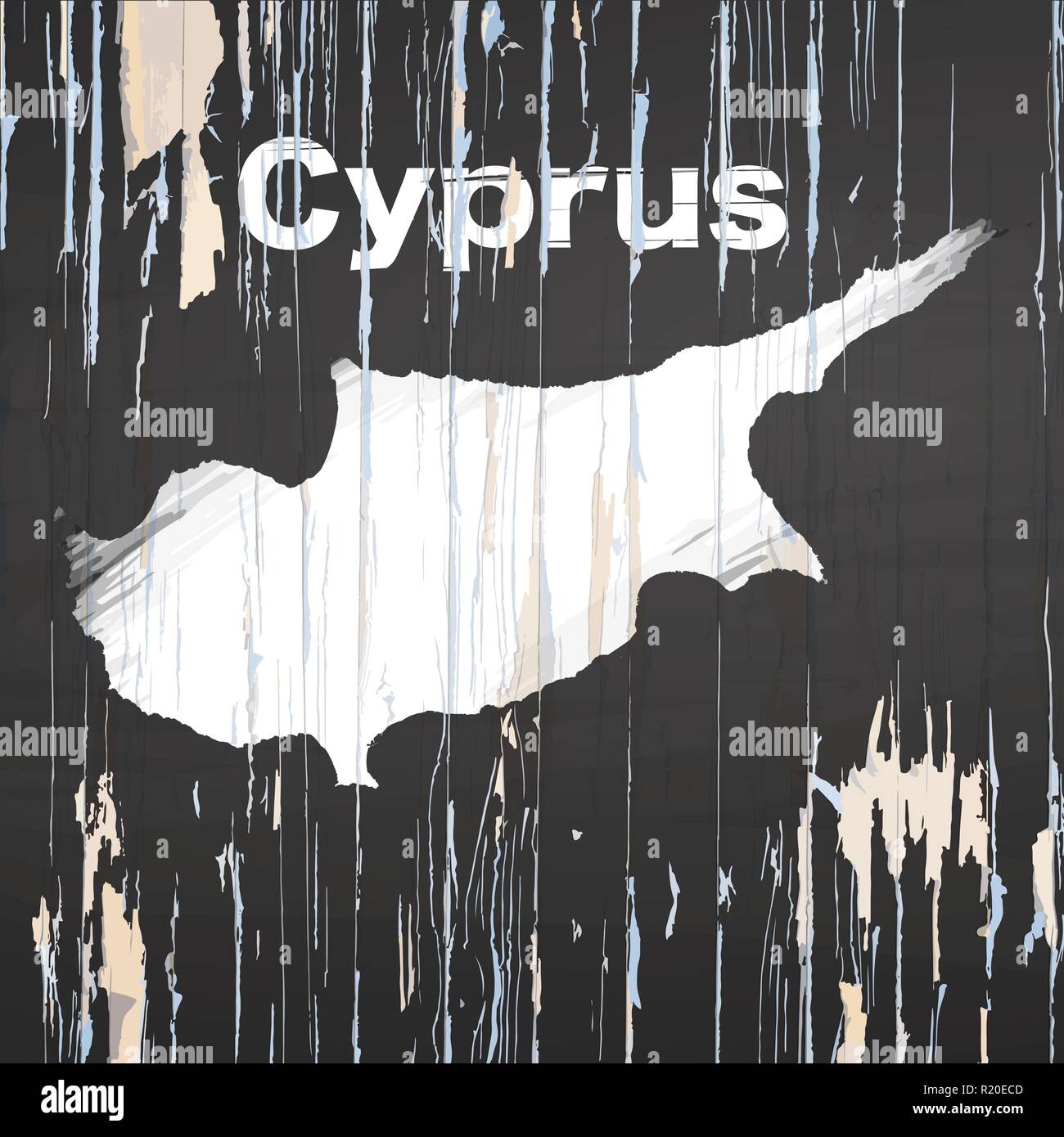 Vintage Mappa di Cipro. Illustrazione Vettoriale modello per l'arte al muro e la commercializzazione in formato quadrato. Illustrazione Vettoriale