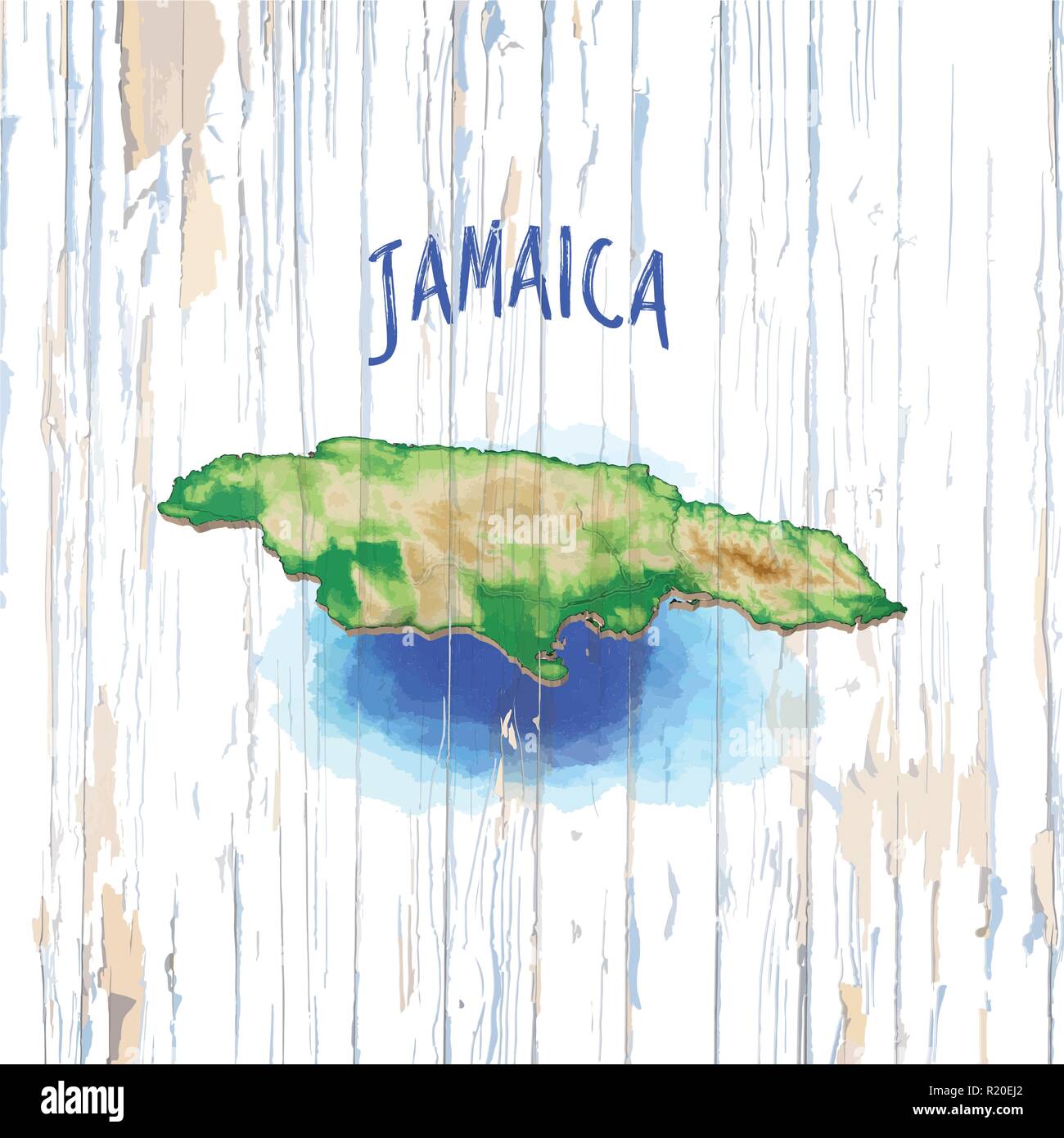 Vintage map della Giamaica. Illustrazione Vettoriale modello per l'arte al muro e la commercializzazione in formato quadrato. Illustrazione Vettoriale