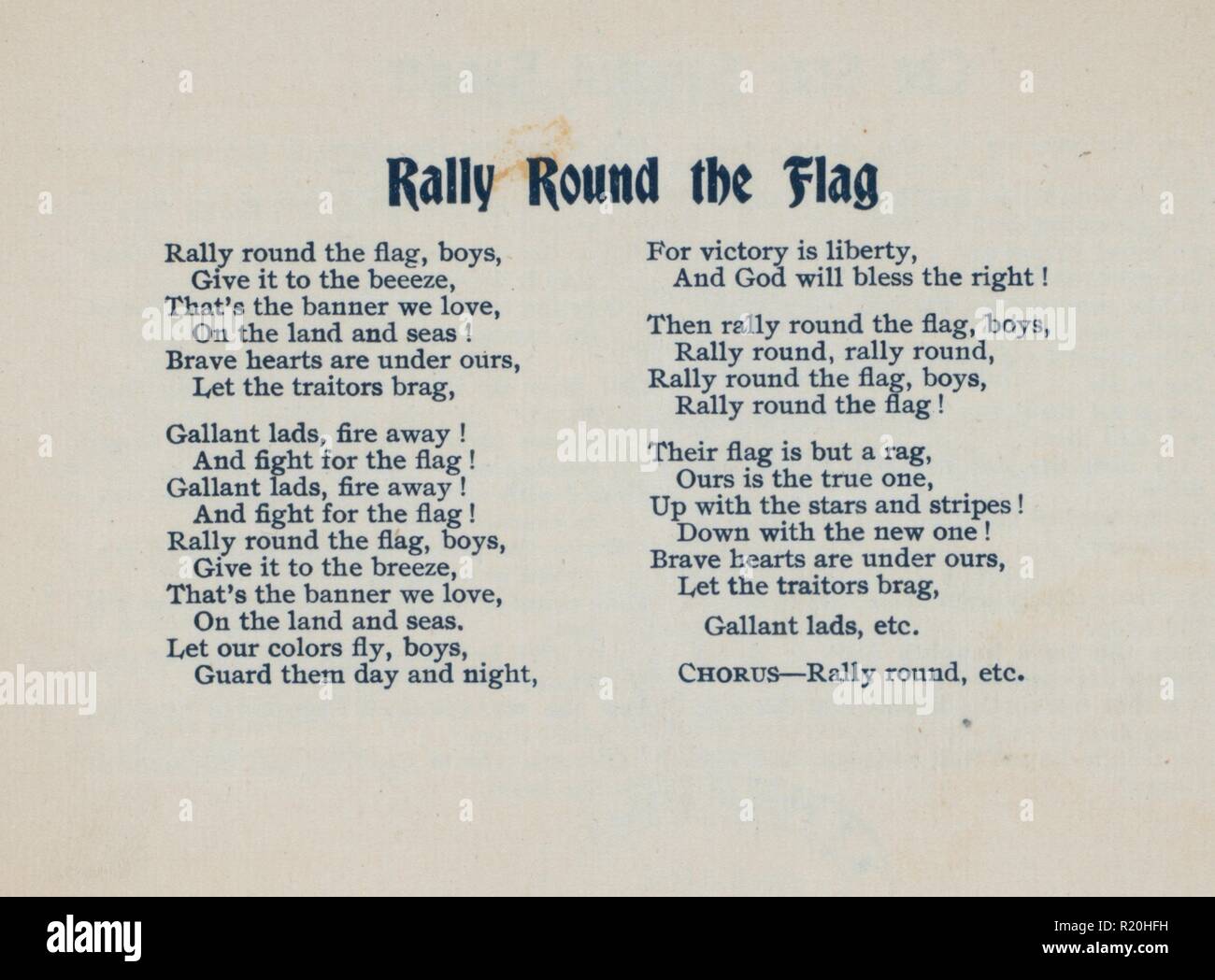 Canzone patriottica foglio, 1898. Dalla Biblioteca Pubblica di New York. () Foto Stock