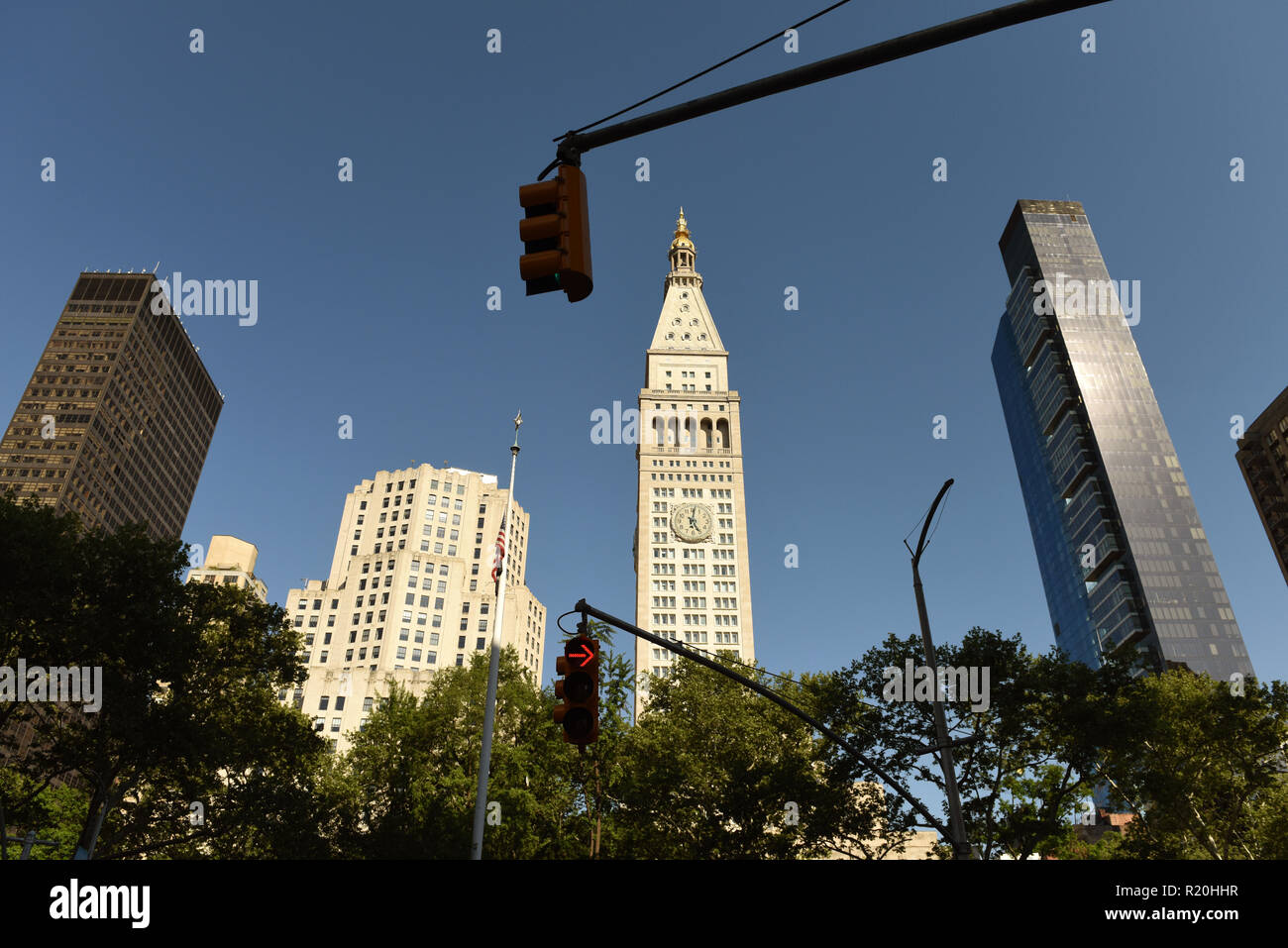 New York cityscape. Grattacieli di Manhattan a Madison Avenue in New York City Foto Stock