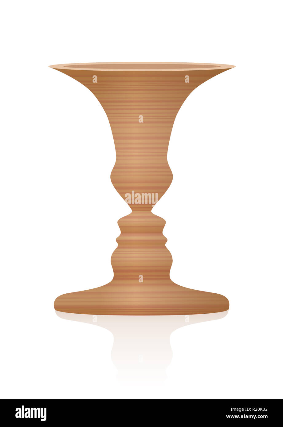 Vaso con due facce di profilo, illusione ottica. Testurizzato di legno tridimensionale del vaso. In psicologia noto come identificare la figura da sfondo. Foto Stock