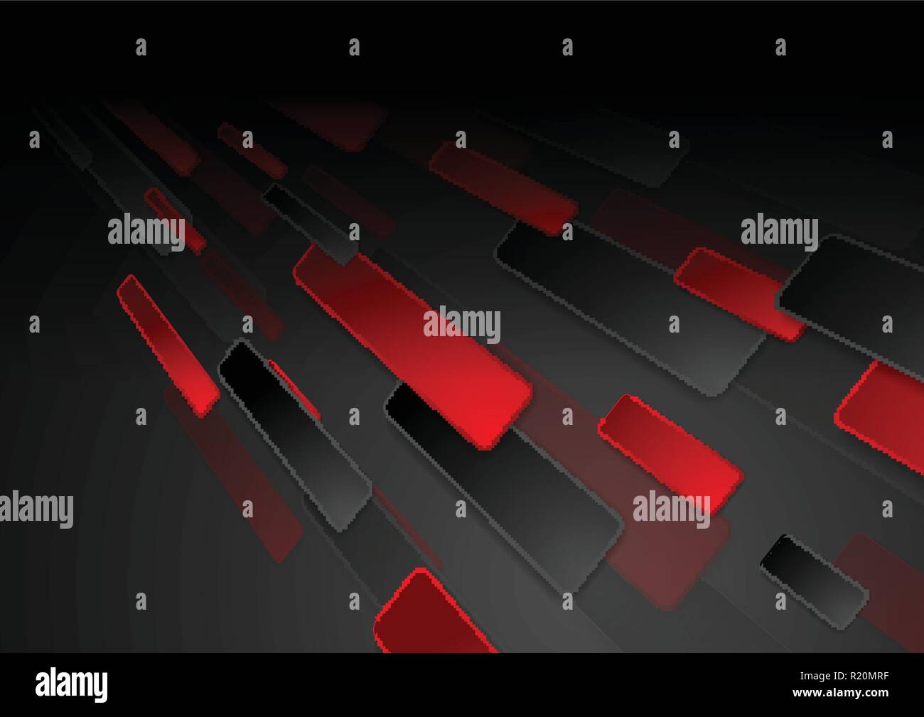 Nero e rosso hi-tech sfondo astratto. Vettore geometrico design Illustrazione Vettoriale