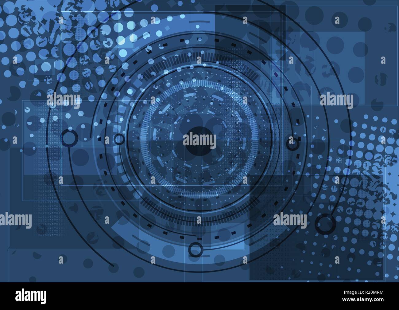 Blu scuro tecnologia grunge background. Vettore hi-tech design geometrico Illustrazione Vettoriale