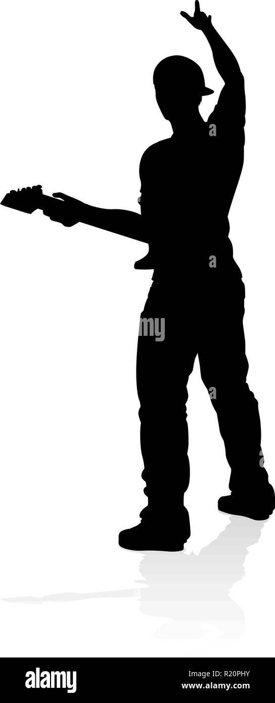 Musicista chitarrista Silhouette Illustrazione Vettoriale