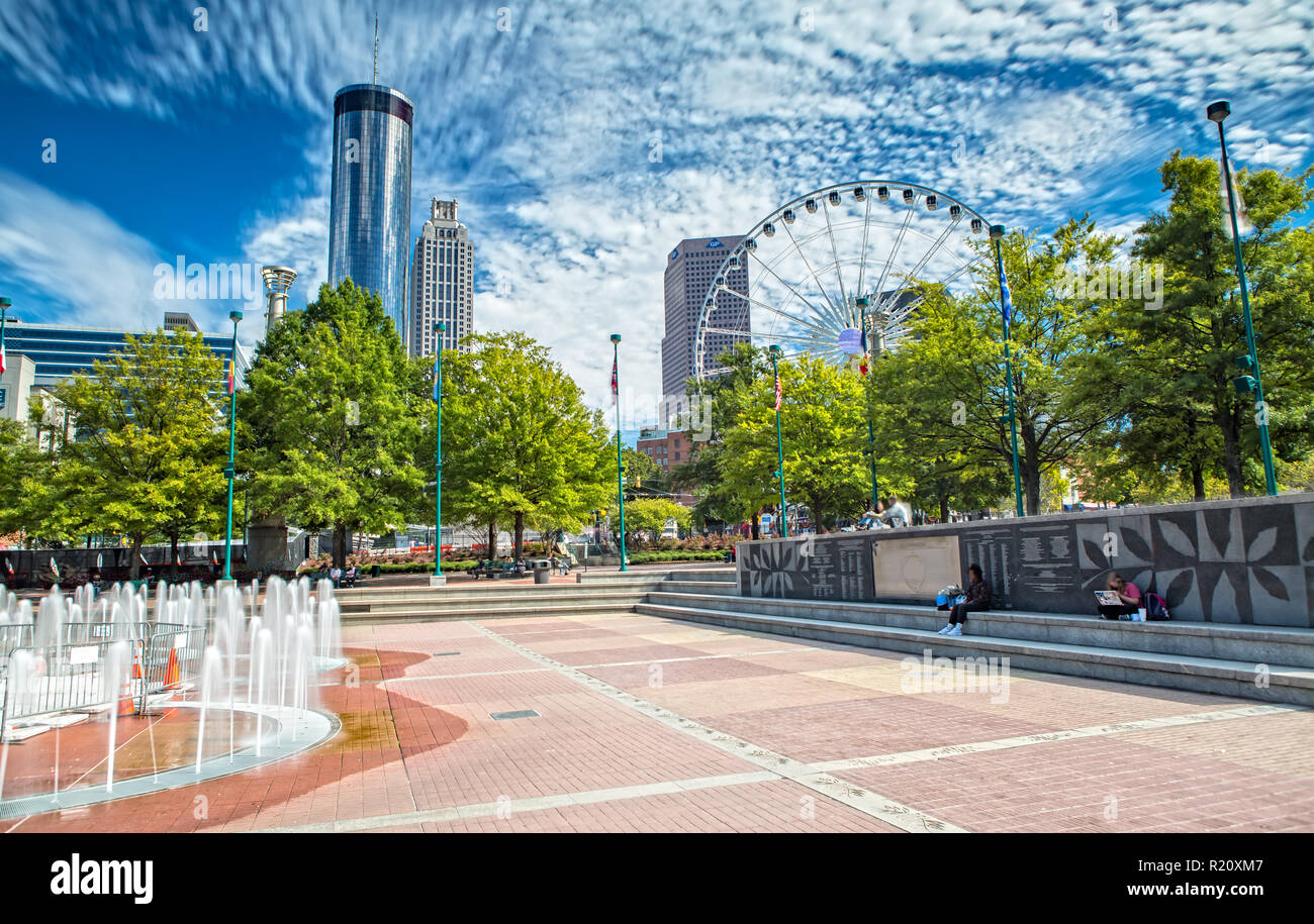 Impressione di Atlanta da Olympic Centennial Park Foto Stock