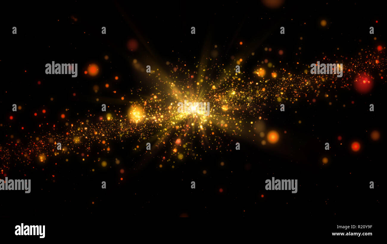 Oro galaxy sfondo astratto. Il concetto di spazio 3D'illustrazione. Foto Stock