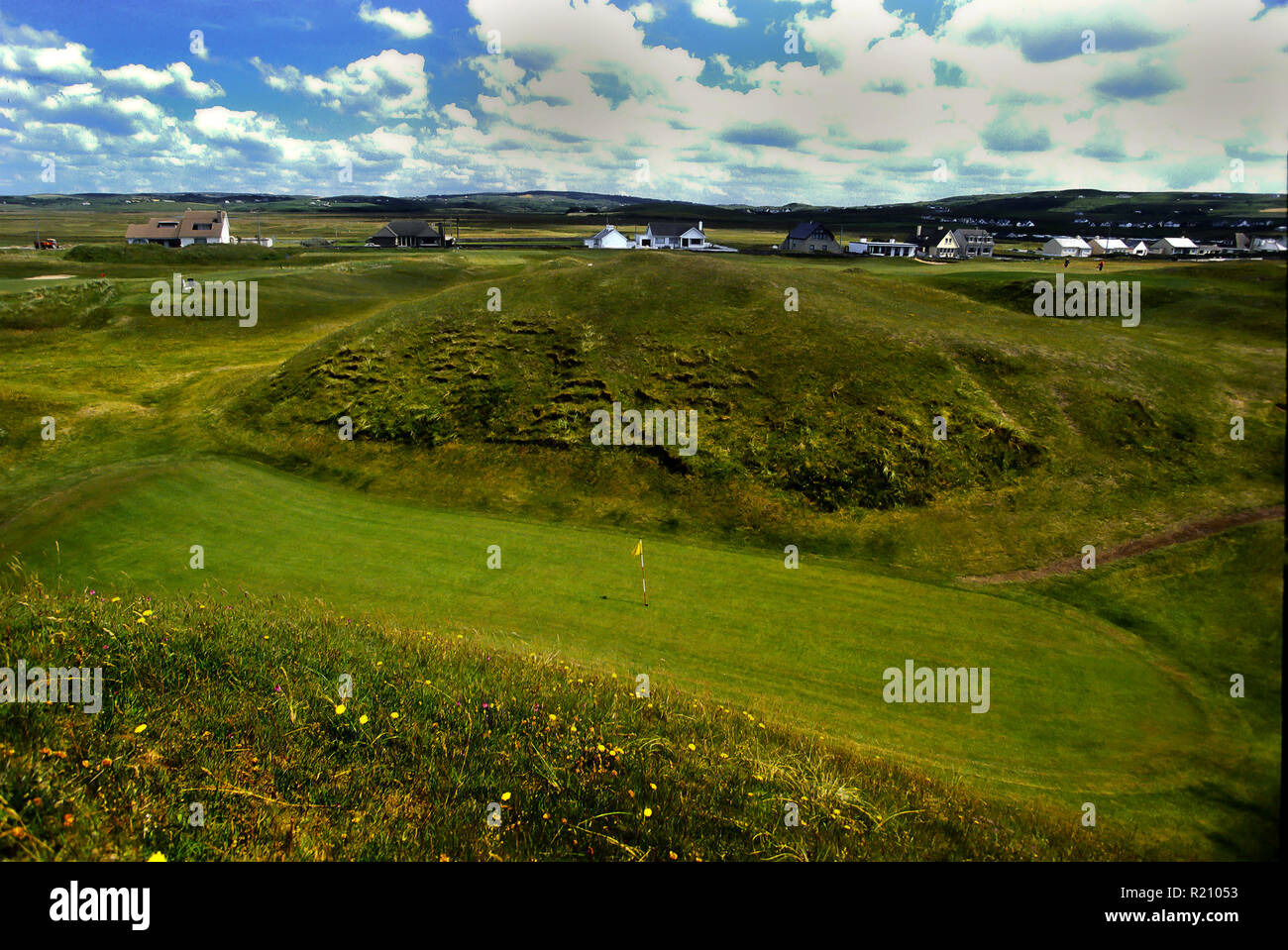 5° foro un par tre chiamato Dell, a Lahinch Golf Club, Irlanda venue per il 2019 Irish Open sul PGA European Tour Foto Stock