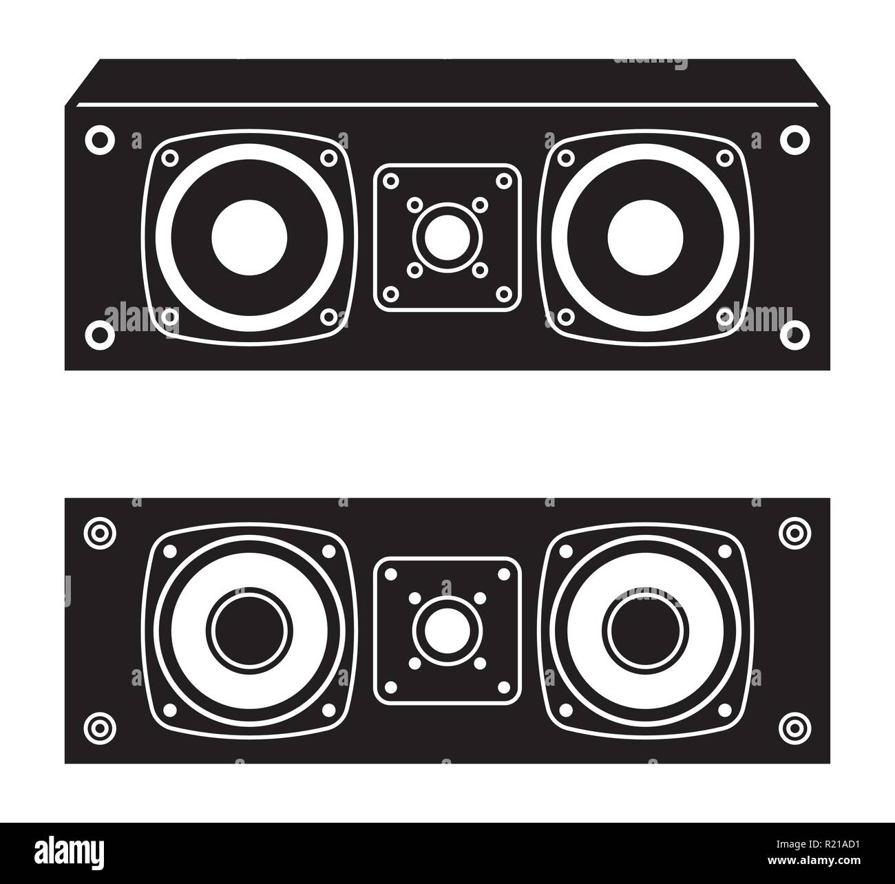 Altoparlante centrale. Apparecchiature audio. Vettore di prospettiva Illustrazione Vettoriale