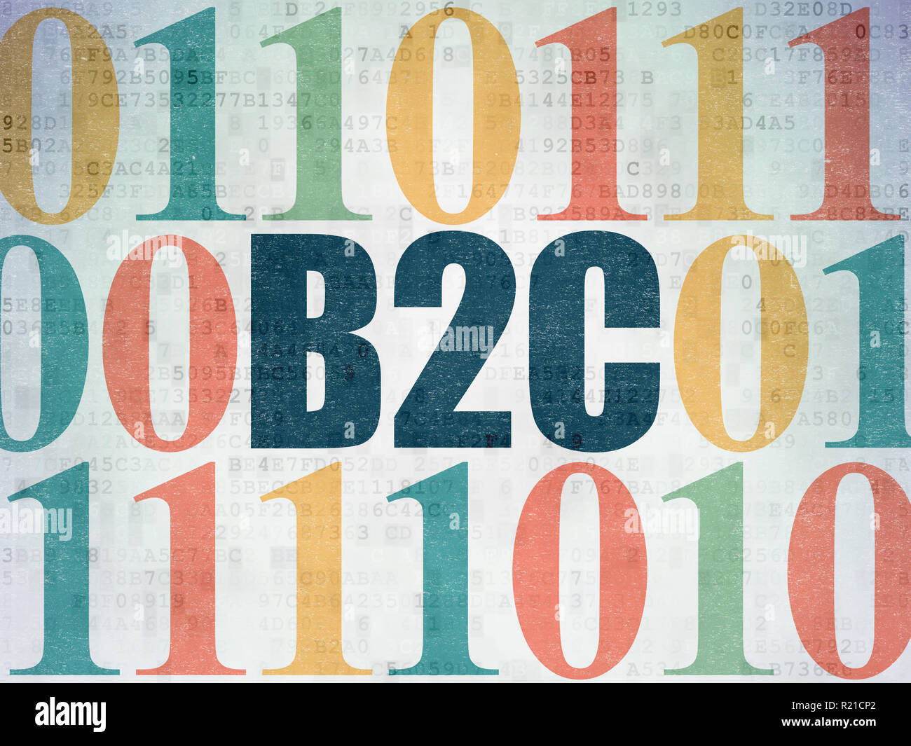Concetto di finanza: B2c su dati digitali sullo sfondo della carta Foto Stock
