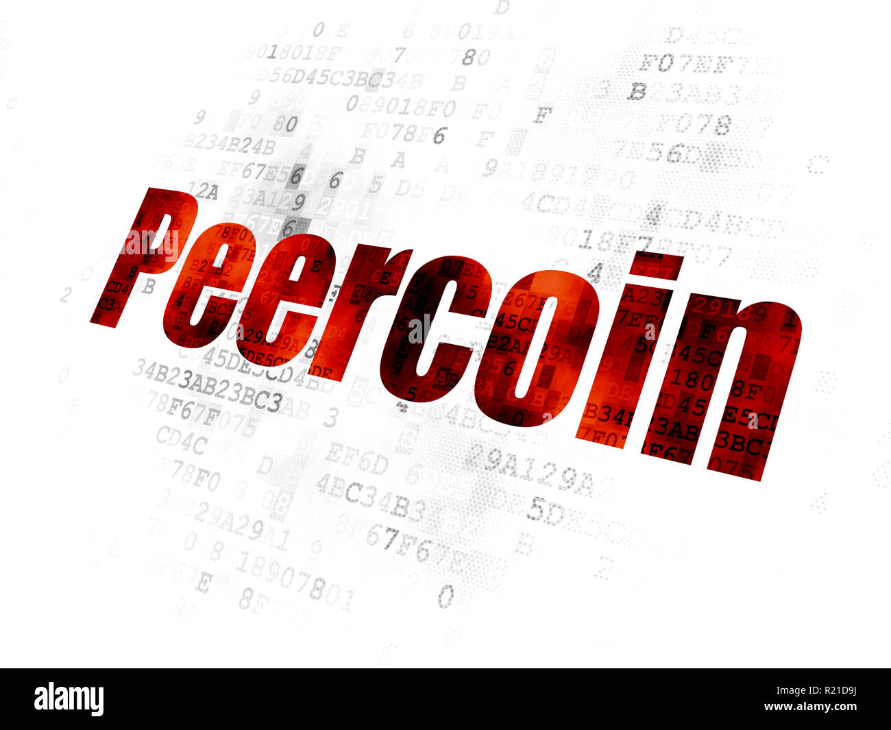 Concetto Blockchain: Peercoin su sfondo digitale Foto Stock