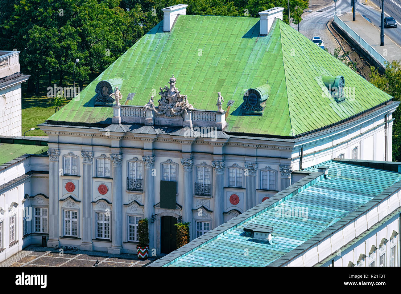 Tetto in rame Palace Museum al Castello Reale nella città vecchia di Varsavia in Polonia Foto Stock