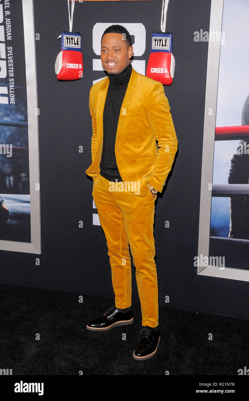 NEW YORK, NY - novembre 14: Terrence Jenkins assiste 'Creed II' Premiere mondiale a AMC Loews Lincoln Square il 14 novembre 2018 in New York City. Foto Stock
