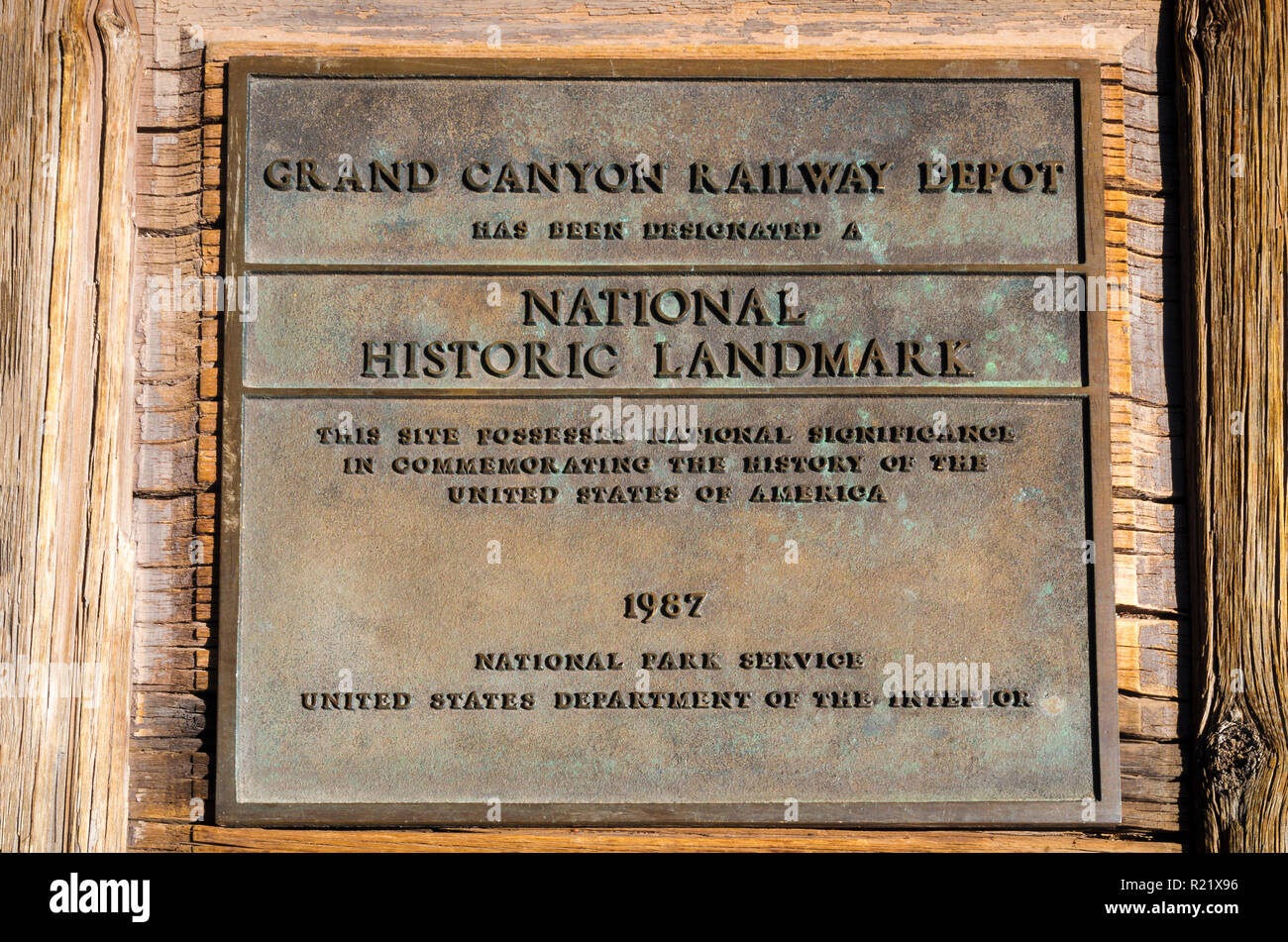 Grand Canyon Railway Depot, il Parco Nazionale del Grand Canyon, Arizona USA Foto Stock