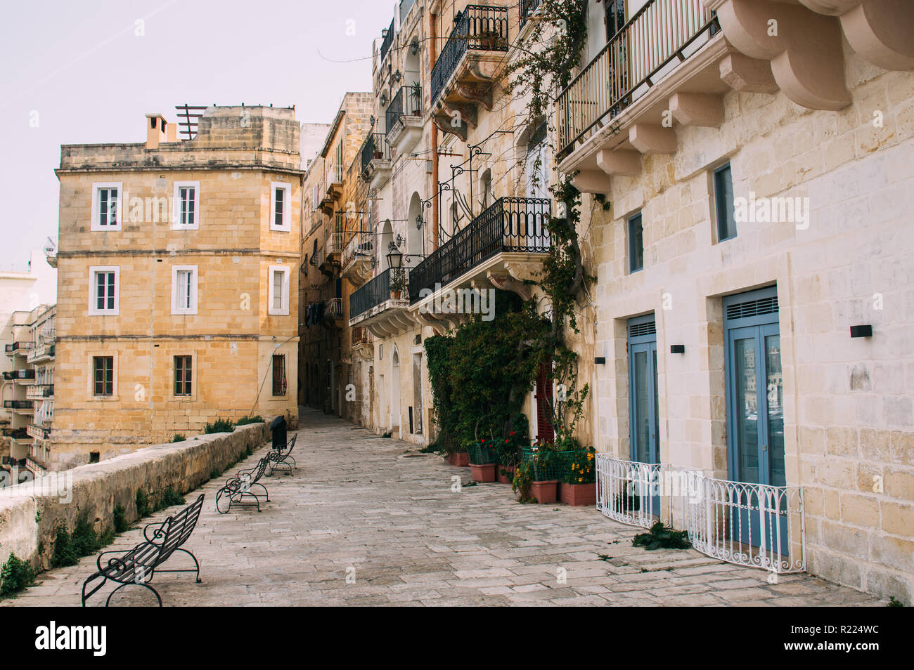 Vista urbano nel centro di Senglea, L-Isla, Malta Foto Stock