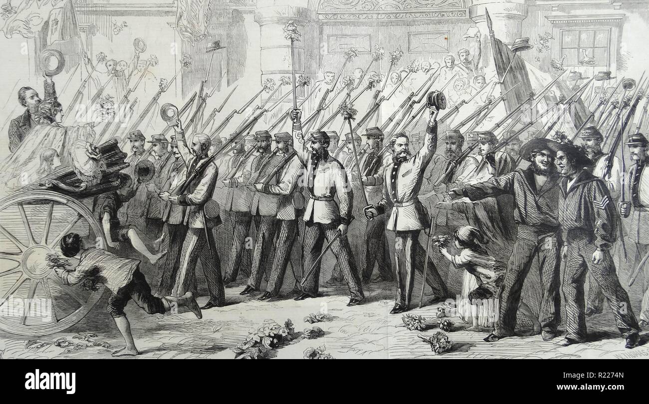 Volontari britannici combattendo con Garibaldi in Italia durante la lotta per l'unificazione italiana 1860 Foto Stock