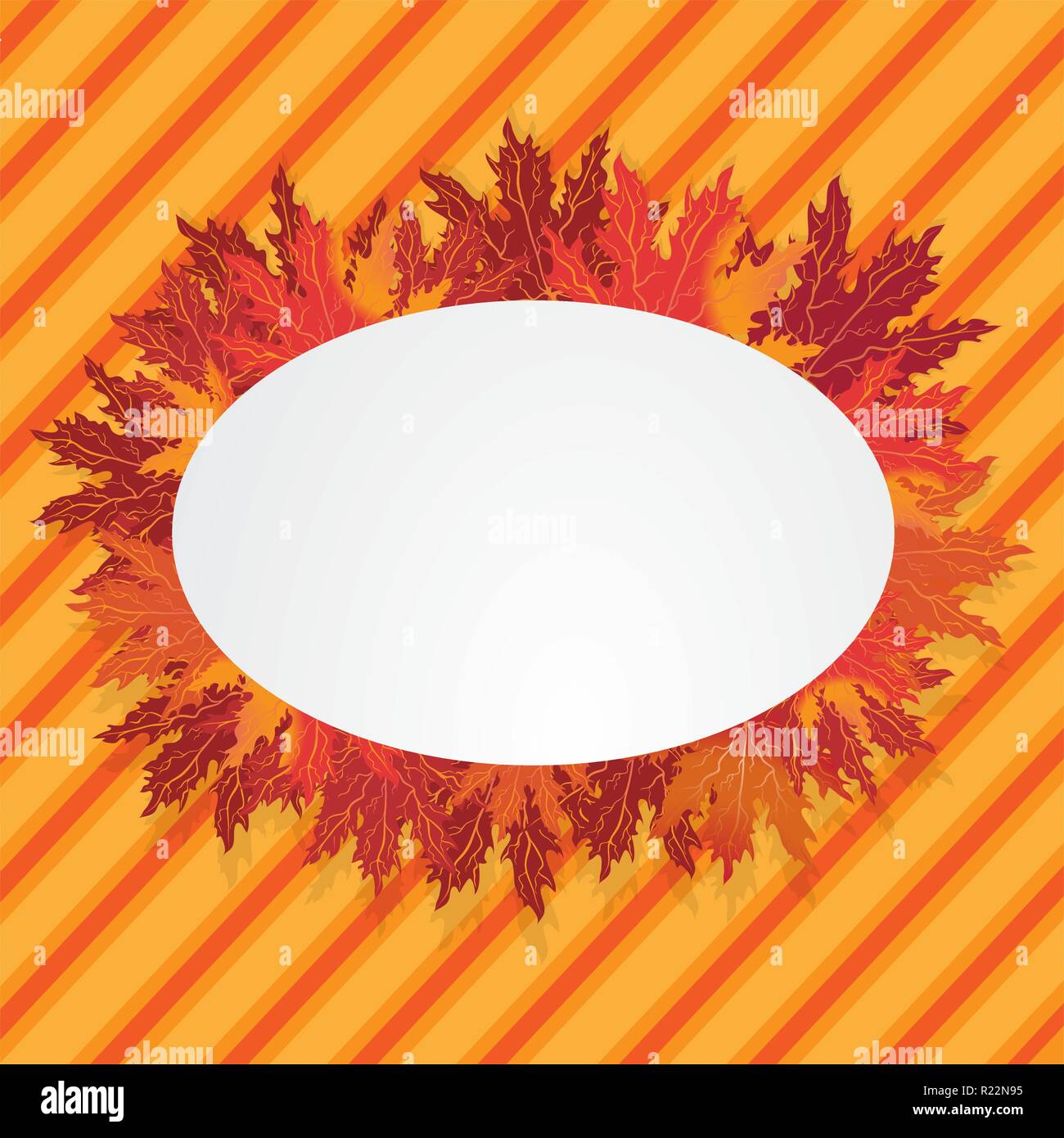 Foglie di autunno round etichetta ,con la caduta di foglie telaio circolare per la stampa e il web Vendita banner e poster blank illustrazione vettoriale con disegno geometrico Illustrazione Vettoriale