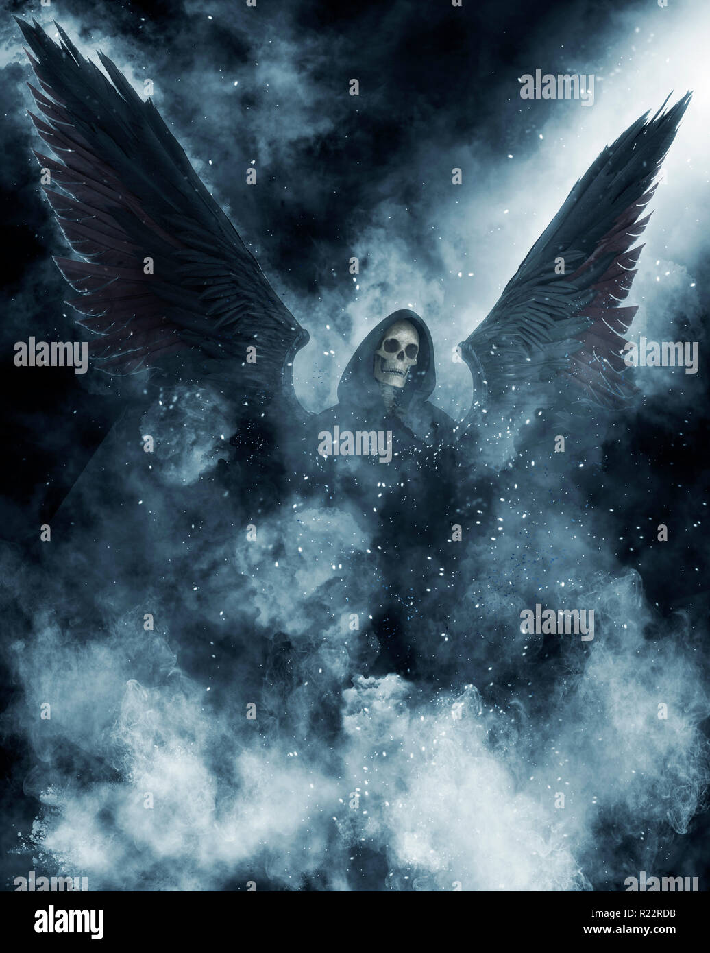 3D illustrazione angelo della morte in astratto sfondo fantasy Foto Stock