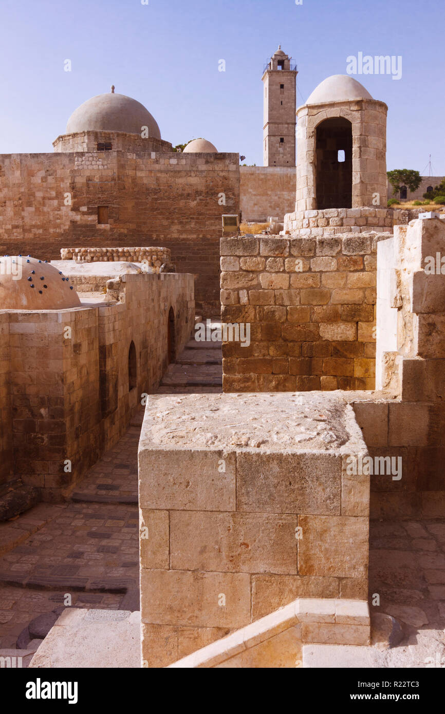 Aleppo, Governatorato di Aleppo, Siria : All'interno della Cittadella di Aleppo, una grande fortificata medievale palazzo nel centro della città vecchia. Il sito è stato io Foto Stock