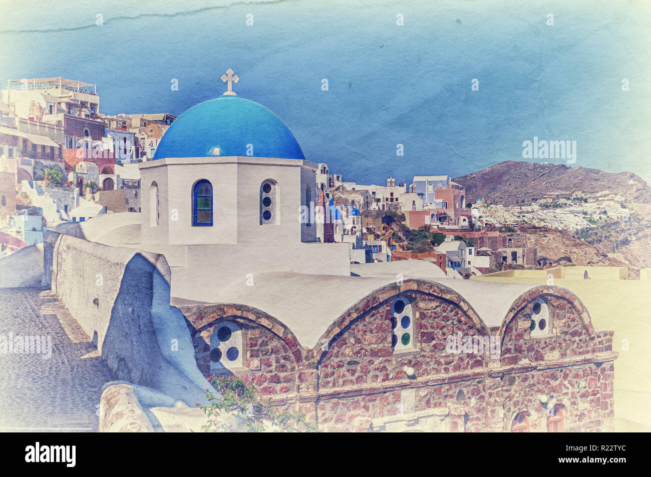 Santorini in stile vintage foto Foto Stock
