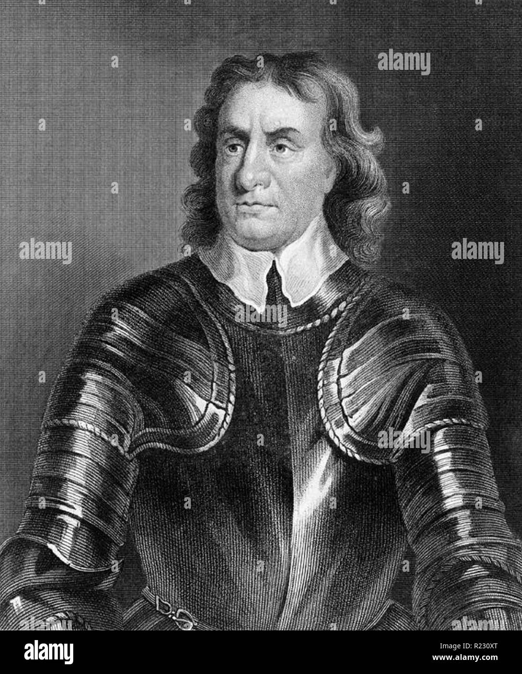 OLIVER Cromwell (1599-1658) soldato inglese. Un xix secolo enraging basato su un 1656 ritratto da Samuel Cooper Foto Stock OLIVER Cromwell (1599-1658) soldato inglese. Un xix secolo enraging basato su un 1656 ritratto da Samuel Cooper Foto Stock
