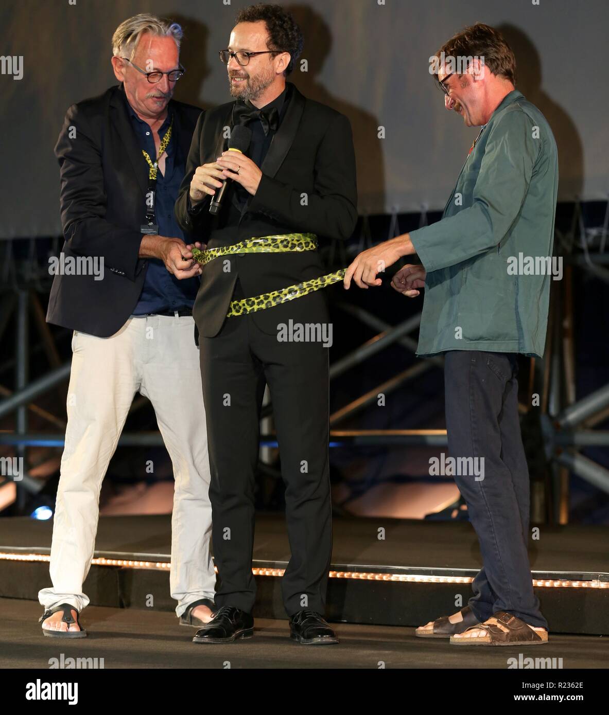 LOCARNO, Svizzera - 11 Ago, 2018: Carlo Chatrian davanti alla "Mi sento bene" proiezione al 71esimo Festival del Film di Locarno (foto: Mickael Chavet) Foto Stock