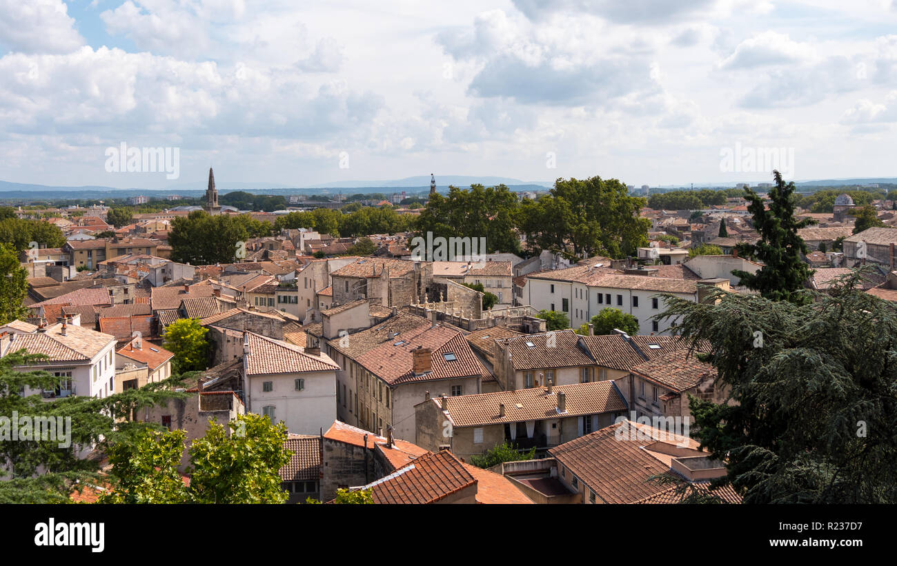 Città di Avignone. Si tratta di un vecchio comune nel sud-est della Francia nel dipartimento di Vaucluse sulla riva sinistra del fiume Rodano. Foto Stock