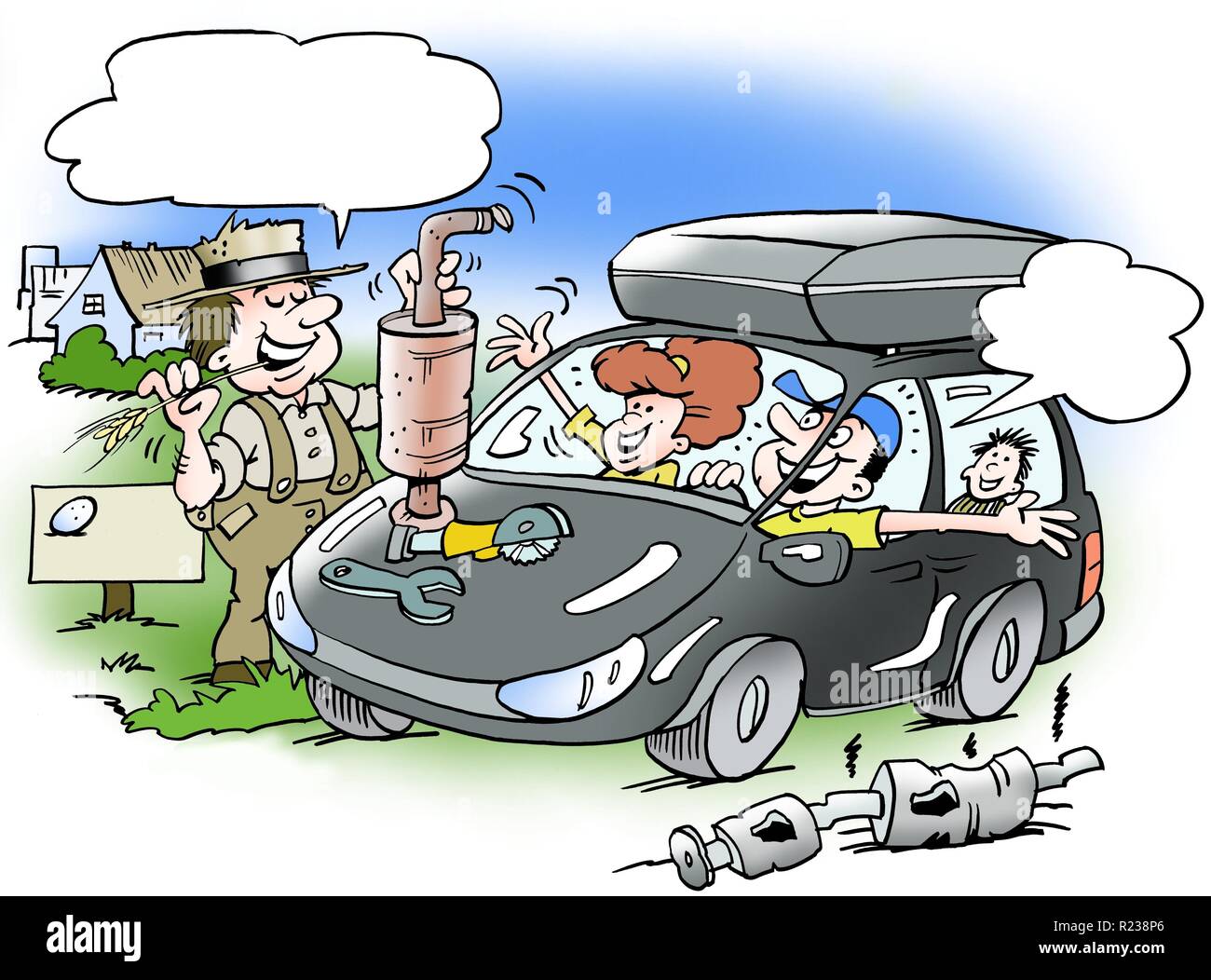 Cartoon Caricature Family Road Trip Immagini E Fotos Stock Alamy