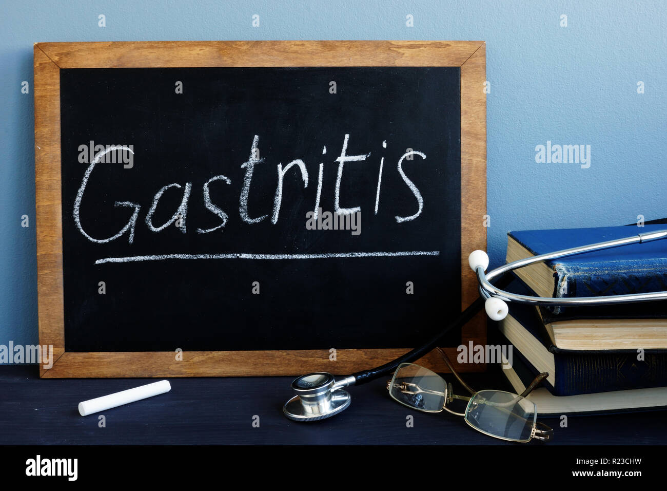 Gastrite scritto su una lavagna in un ospedale. Foto Stock