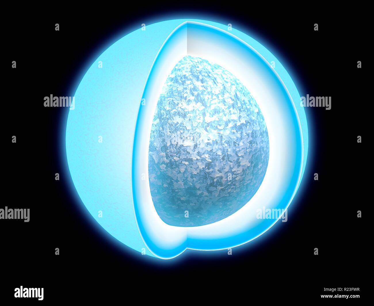 La struttura interna di una stella nana bianca, illustrazione. Una nana bianca è il destino che attende tutti i bassa massa stelle come il sole sono essenzialmente Foto Stock