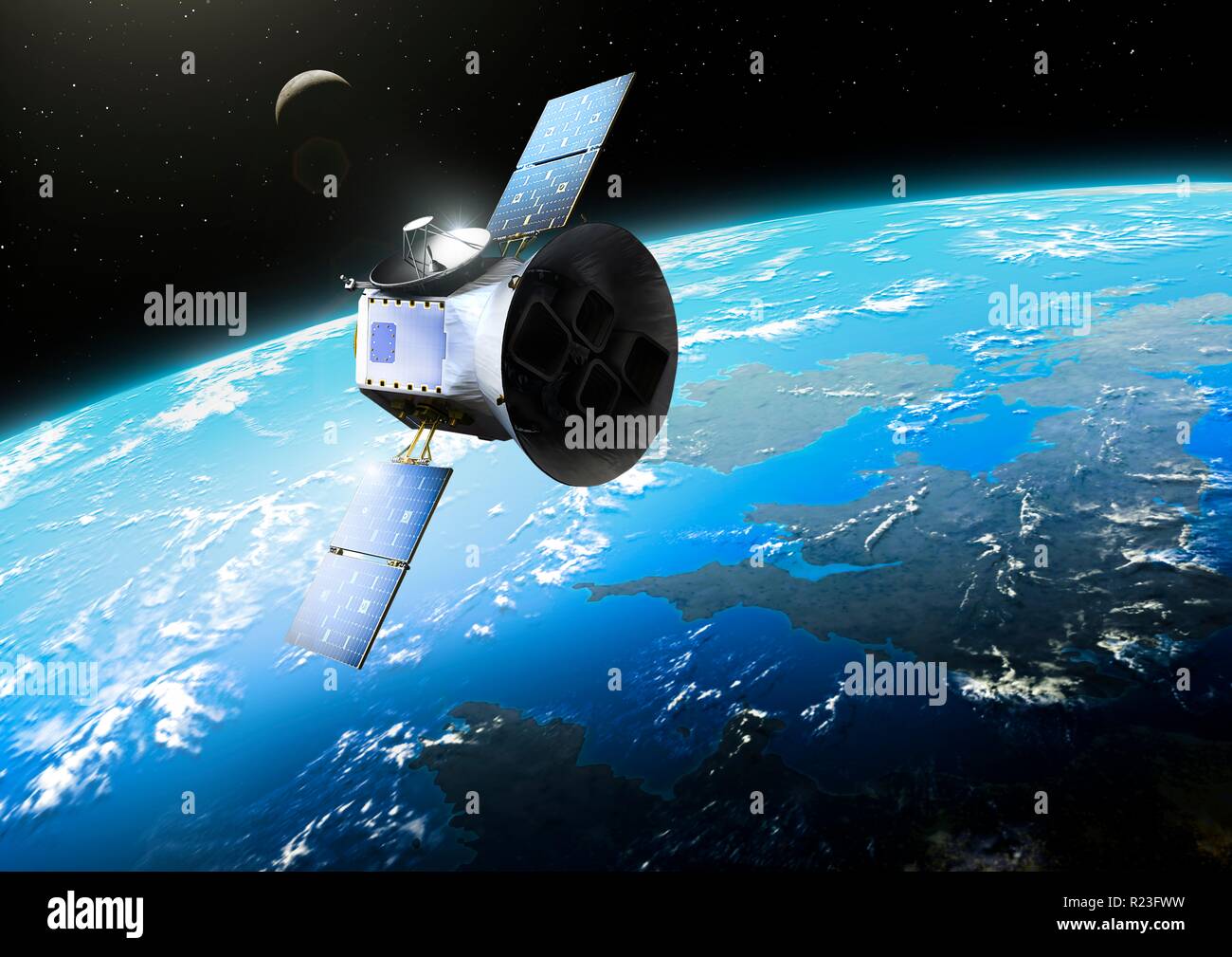 Illustrazione di transito Exoplanet Survey Satellite (TESS). TESS è stata lanciata dalla NASA nel mese di aprile 2018, il successore di Kepler. Esso ha due anni di missione, durante la quale sarà a caccia di pianeti extrasolari in transito le loro stelle. Ci si aspetta di trovare circa 20000 pianeti. Al momento del suo lancio, 3800 exoplanet erano noti. Foto Stock