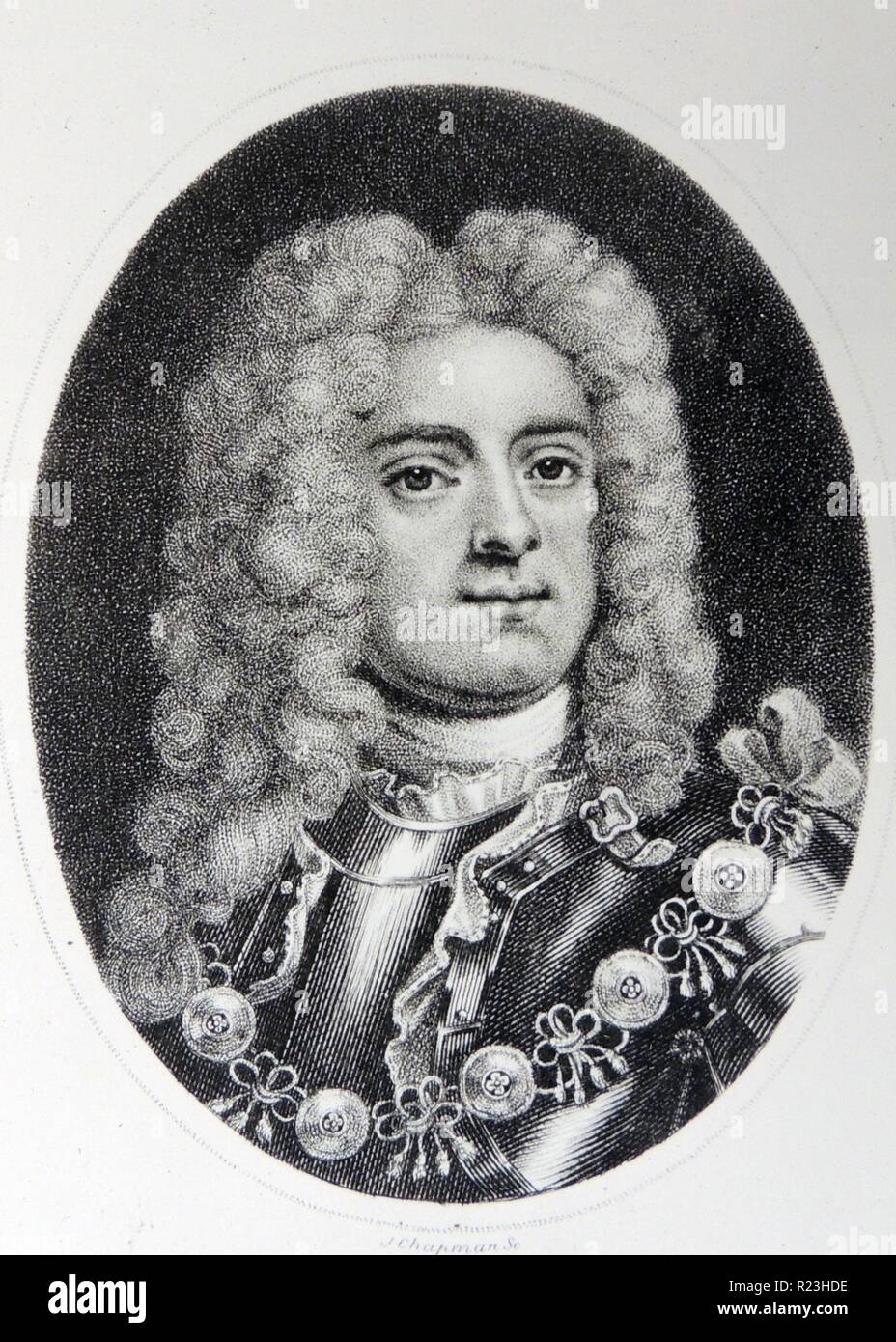 John Churchill, primo Duca di Marlborough (1650-1722) a destra e il principe Eugenio di Savoia, reconnoitering durante la Guerra di Successione spagnola (1701-1714). Foto Stock