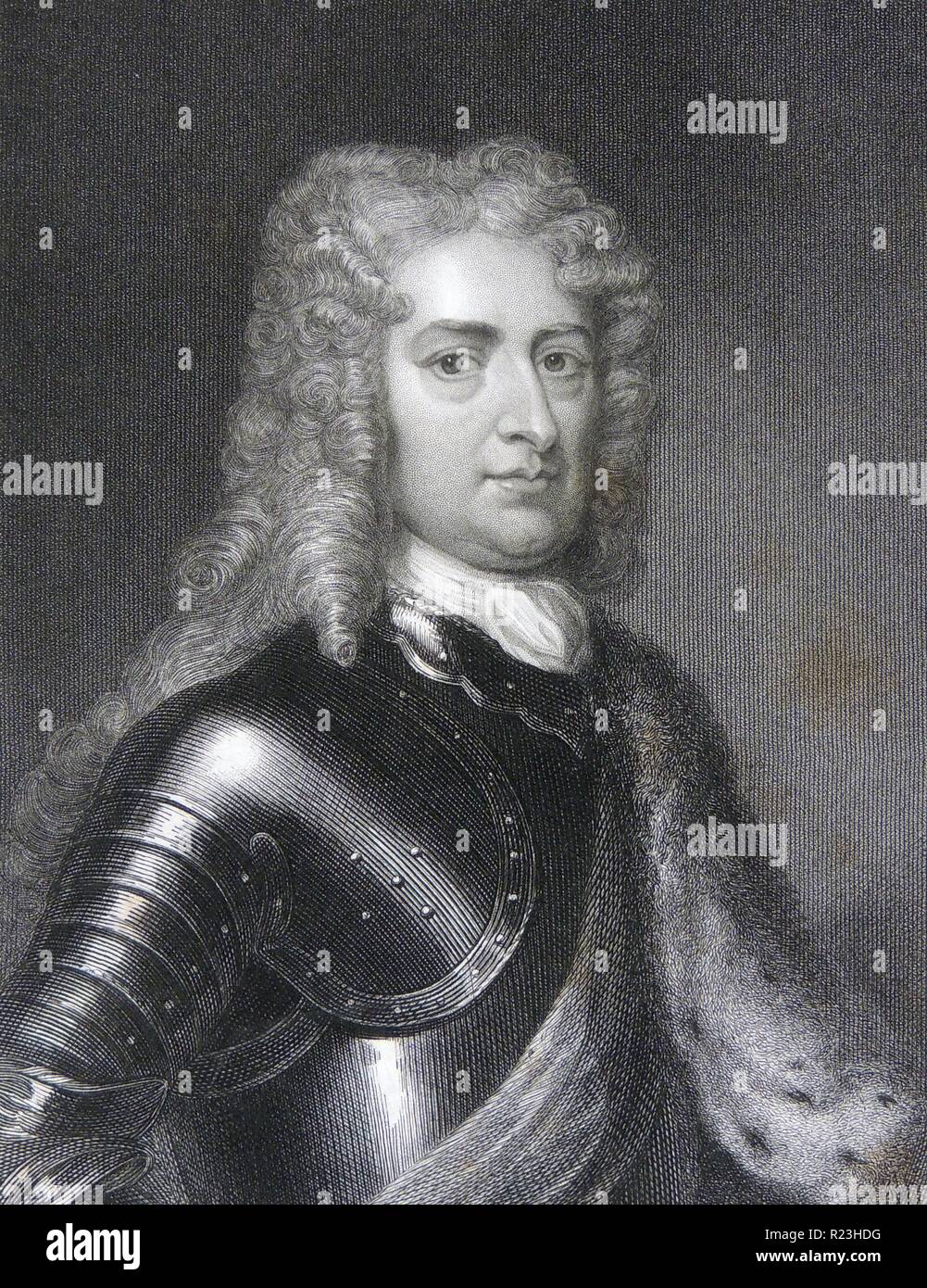 John Churchill, primo Duca di Marlborough (1650-1722) a destra e il principe Eugenio di Savoia, reconnoitering durante la Guerra di Successione spagnola (1701-1714). Foto Stock