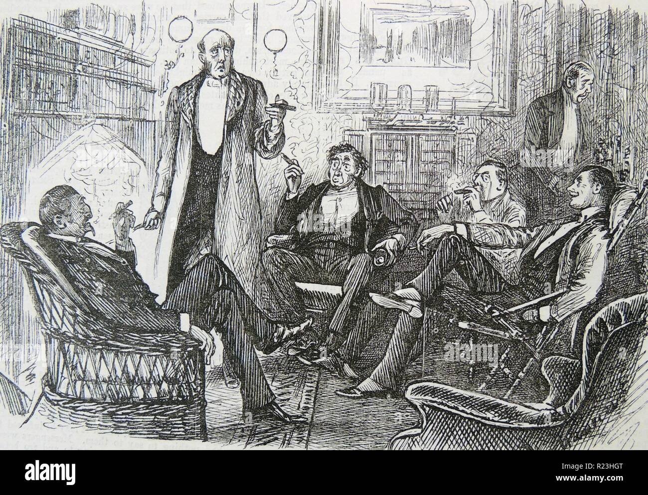 La sala fumatori: cartone animato da George du Maurier (1834-1896) da ''punch", 1886. Foto Stock