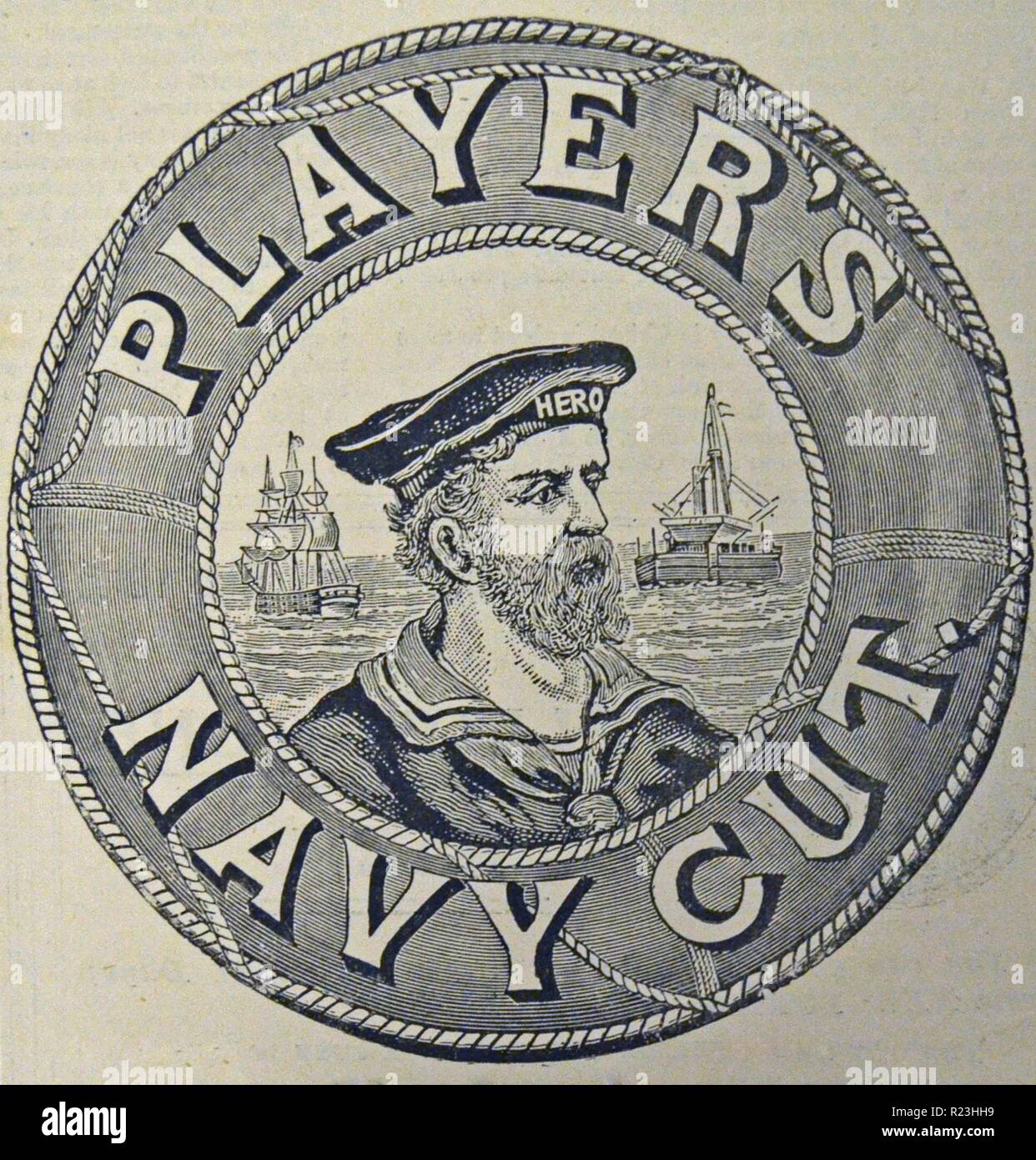 La pubblicità dal ''l'Illustrated London News", 1895, per "Giocatore di Navy Cut' tabacco e sigarette fabbricate in Nottingham. Foto Stock