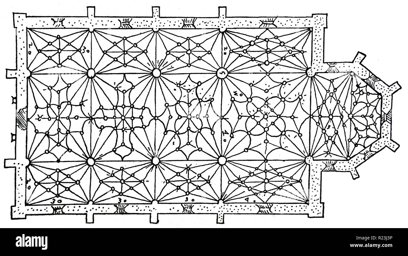 Vaulting pattern simile a quello utilizzato da architetto spagnolo Rodrigo Gil de Honta-on (1500-1577) Il suo lavoro alternati il tardo gotico con lo stile rinascimentale. Datata XVI Secolo Foto Stock