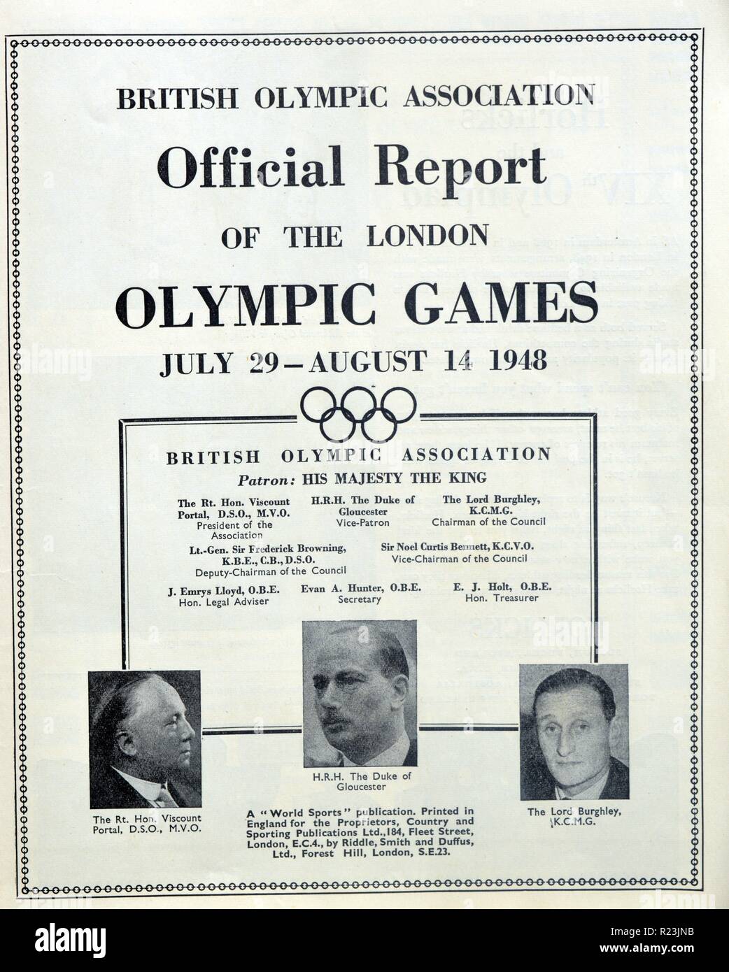 Relazione ufficiale dei Giochi Olimpici di Londra 1948. Foto Stock