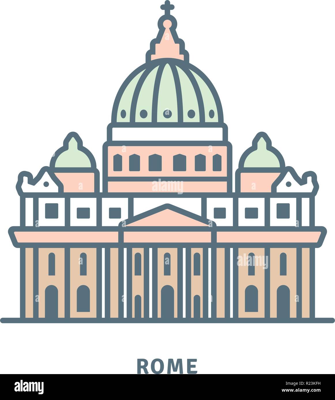 Linea Roma icona. Basilica di San Pietro in Vaticano illustrazione vettoriale. Illustrazione Vettoriale