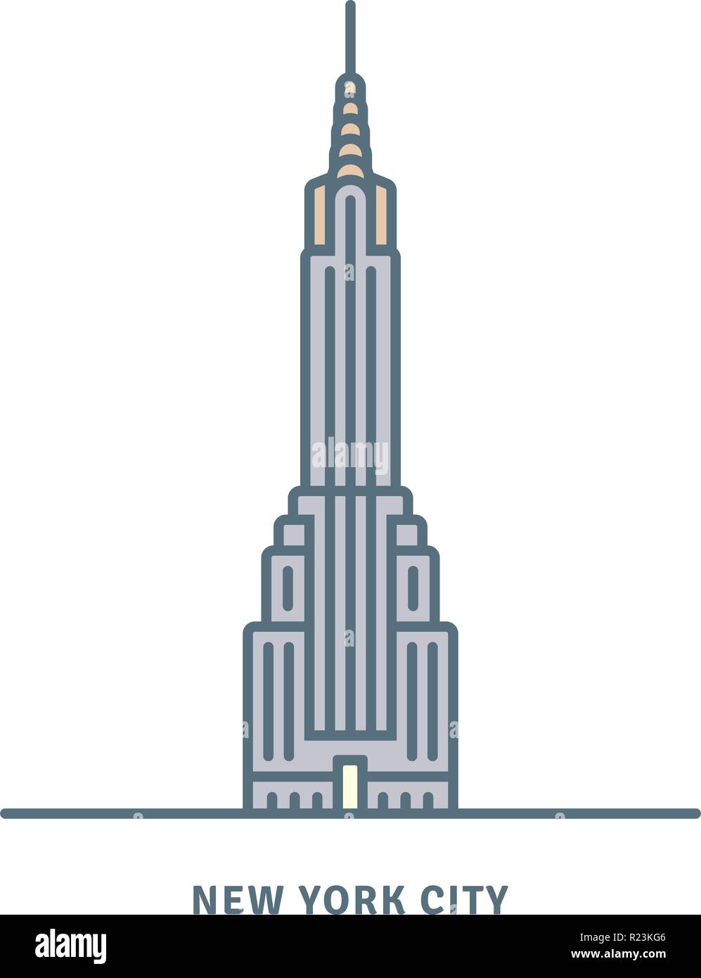 New York City line icona. Chrysler Building grattacielo illustrazione vettoriale. Illustrazione Vettoriale
