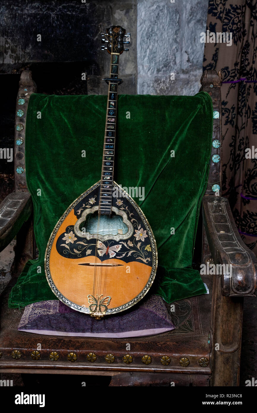 Il bouzouki greco appartenenti ad Alec Finn, membro fondatore della Irish folk band De Dannan Foto Stock