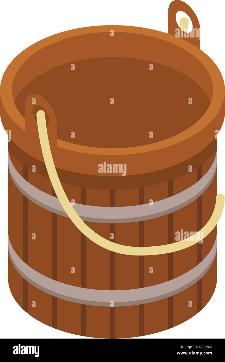 Cucchiaio di legno icona, stile isometrico Illustrazione Vettoriale